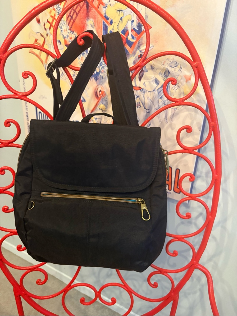 Travelon Black Lightweight Anti Theft Nylon Flap Backpack